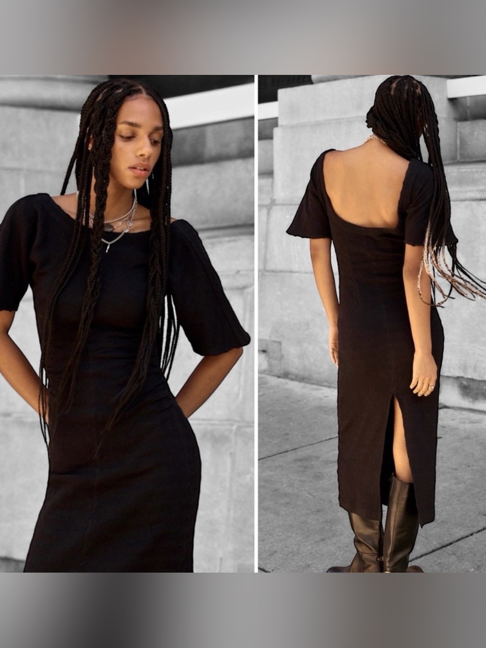 NWT FREE PEOPLE FREE EST COZY CORE MIDI DRESS BLACK
